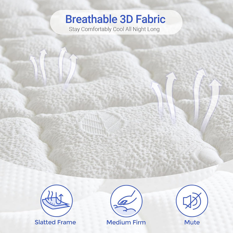 Mattress 10" Memory Foam Pocket Sprung 9-Zone Orthopaedic