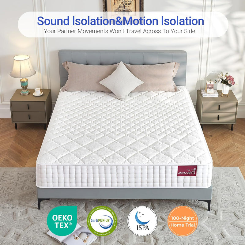 Mattress 10" Memory Foam Pocket Sprung 9-Zone Orthopaedic