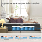 Mattress 90x190x28CM Hybrid Pocket Sprung Med Firm