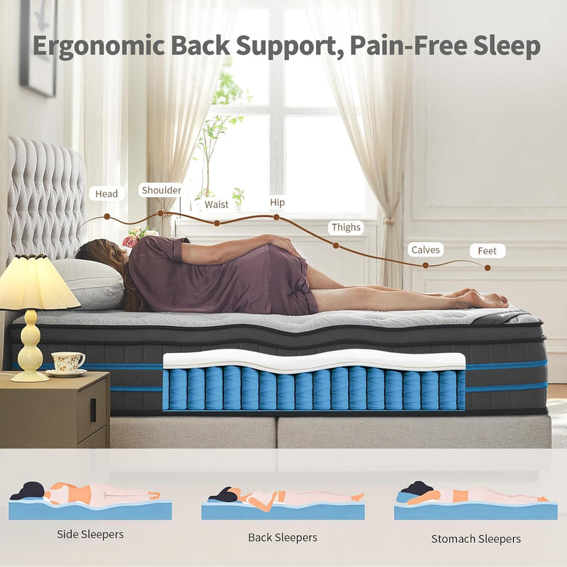 Mattress 90x190x28CM Hybrid Pocket Sprung Med Firm