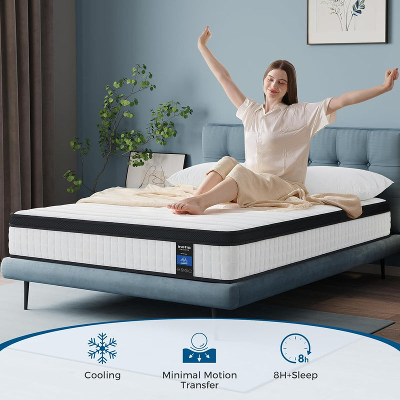 Mattress Bed 10.6 Inch Hybrid with Aeroshield Memory