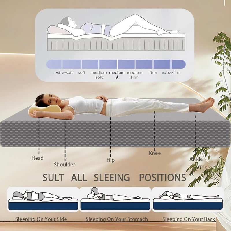 Mattress Full Memory Foam ‌ Medium Firm Support