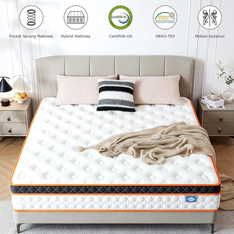 Mattress Gel Memory Foam Individually Pocket Sprungs Medium