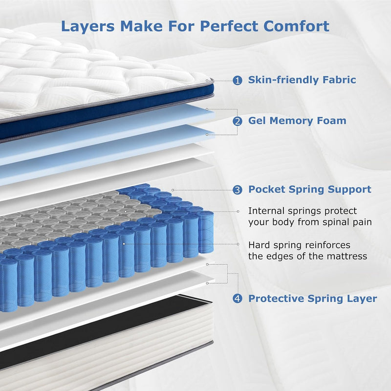 Mattress Gel Memory Foam Mattresses 9.1 Inch Deep