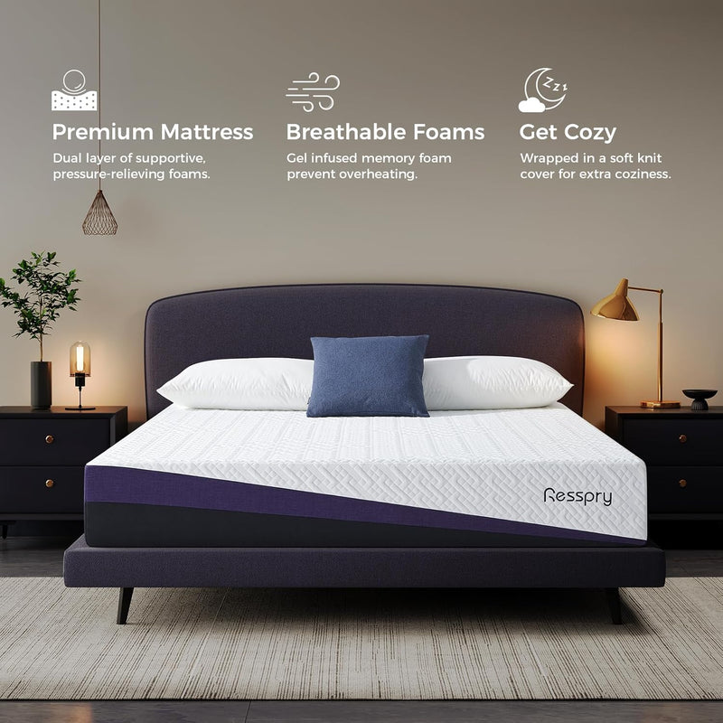 Mattress Gel Memory Foam with Breathable Cover