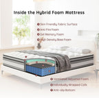 Mattress Hybrid 135x190x25CM Height 25CM Memory Foam Pocket