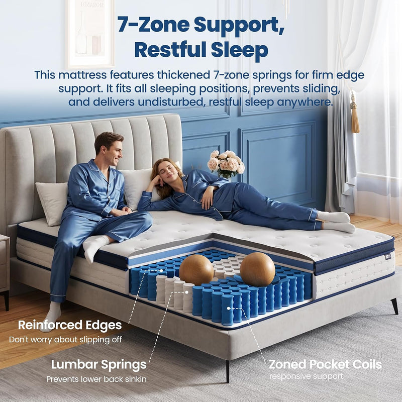 Mattress Hybrid 7-Zone with Breathable Foam