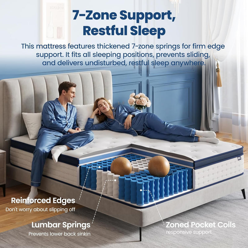 Mattress Hybrid 7-Zone with Breathable Foam