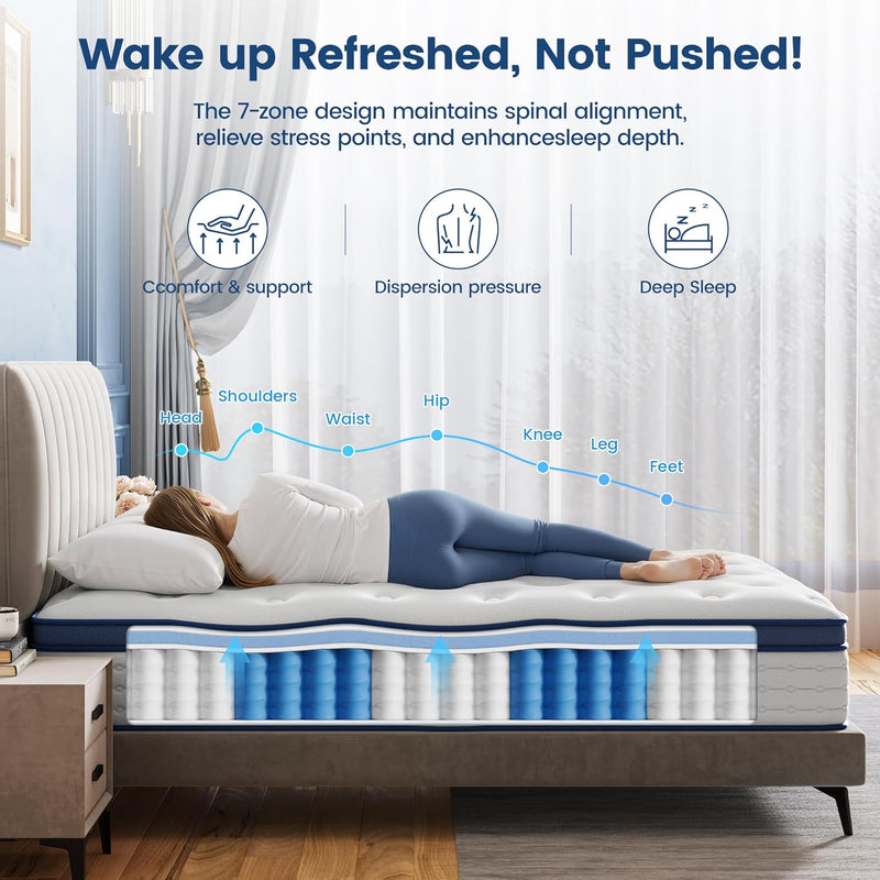 Mattress Hybrid 7-Zone with Breathable Foam