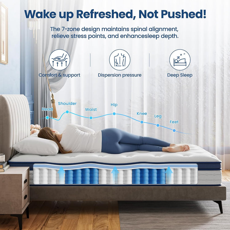 Mattress Hybrid 7-Zone with Breathable Foam