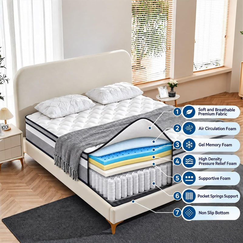 Mattress Hybrid Mattresses in a Box with Memory