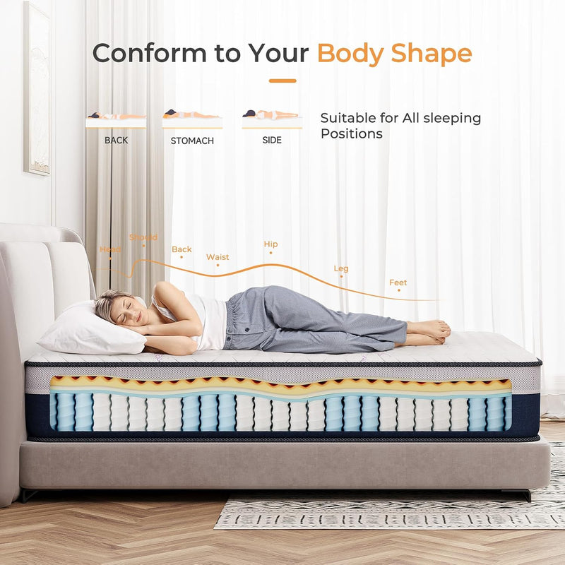 Mattress Hybrid Medium Firm 90x190x25CM Breathable Memory Foam