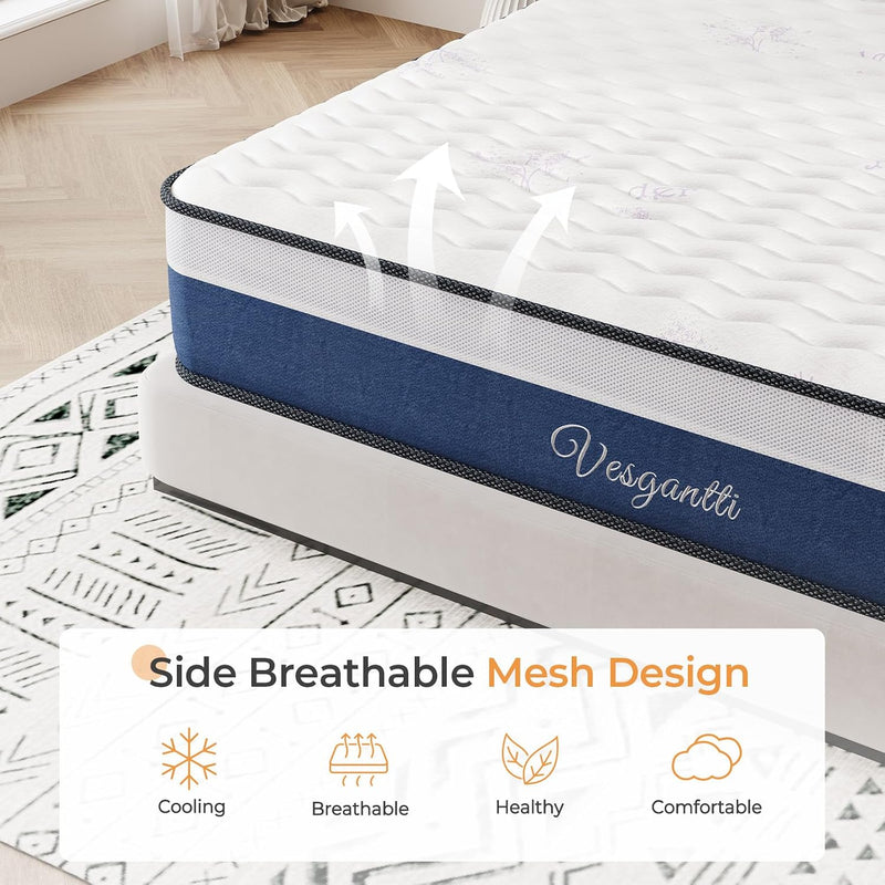 Mattress Hybrid Medium Firm 90x190x25CM Breathable Memory Foam