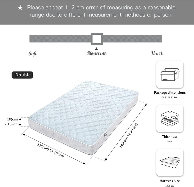 Mattress Hybrid Sprung Memory Foam 7-Inch Medium Firm