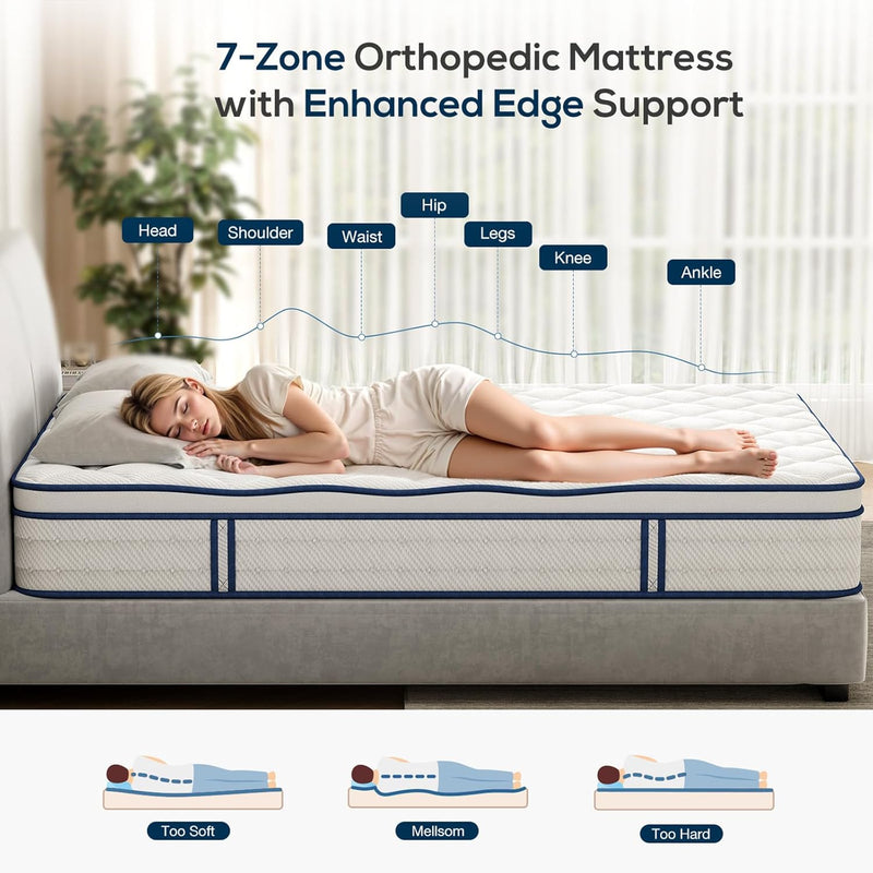 Mattress Memory Foam and 7-Zone Pocket Spring Orthopaedic