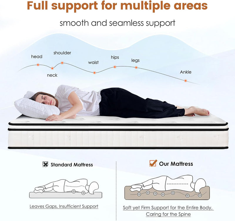 Mattress Memory Foam Hybrid Bed Breathable Knitted Fabric