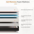 Mattress Memory Foam Medium 90x190x16CM Cooling Gel