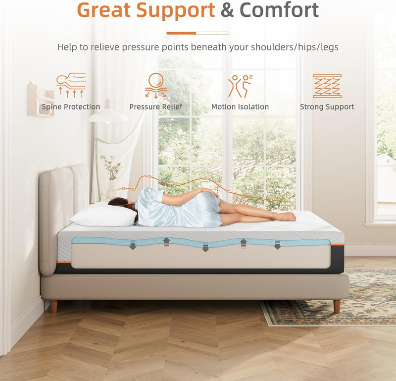 Mattress Memory Foam Medium 90x190x16CM Cooling Gel