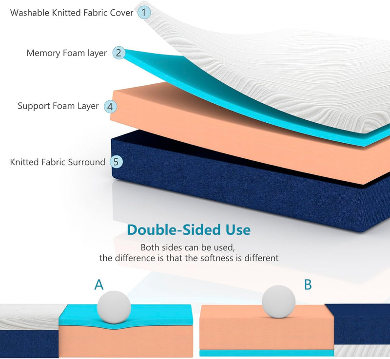 Mattress Memory Foam Orthopaedic Medium Firm Support Breathable