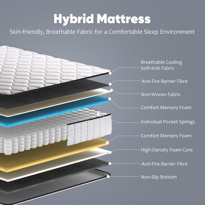 Mattress Memory Foam Pocket Sprung Orthopaedic 10 Inch