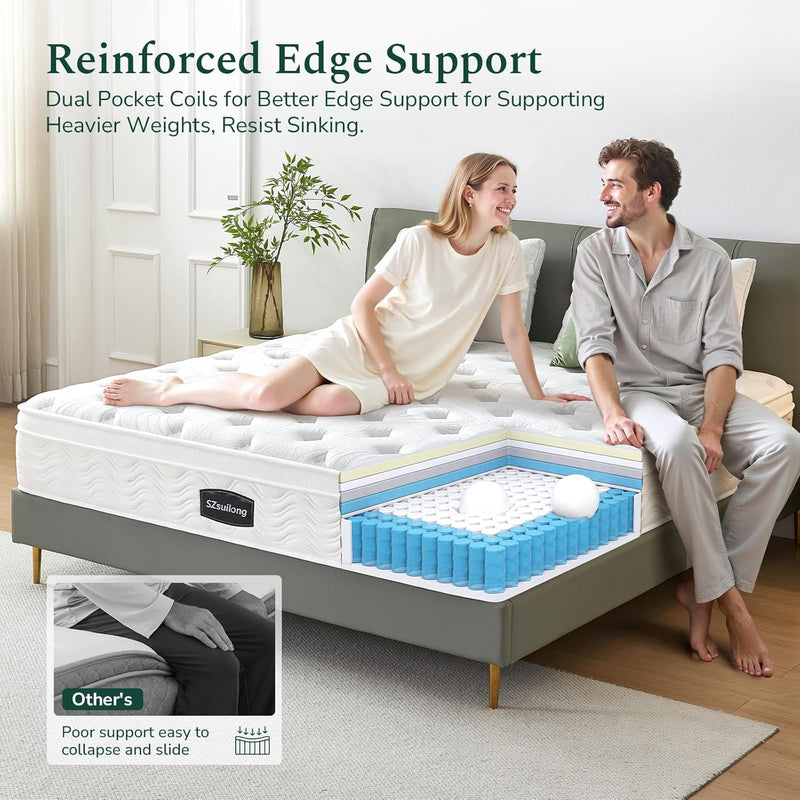 Mattress Memory Foam Pocket Sprungs Hybird with Dual