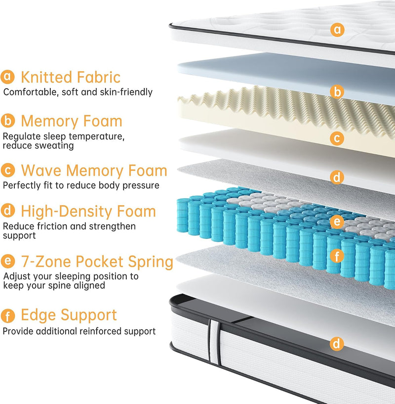 Mattress Memory Foam Spring Hybrid