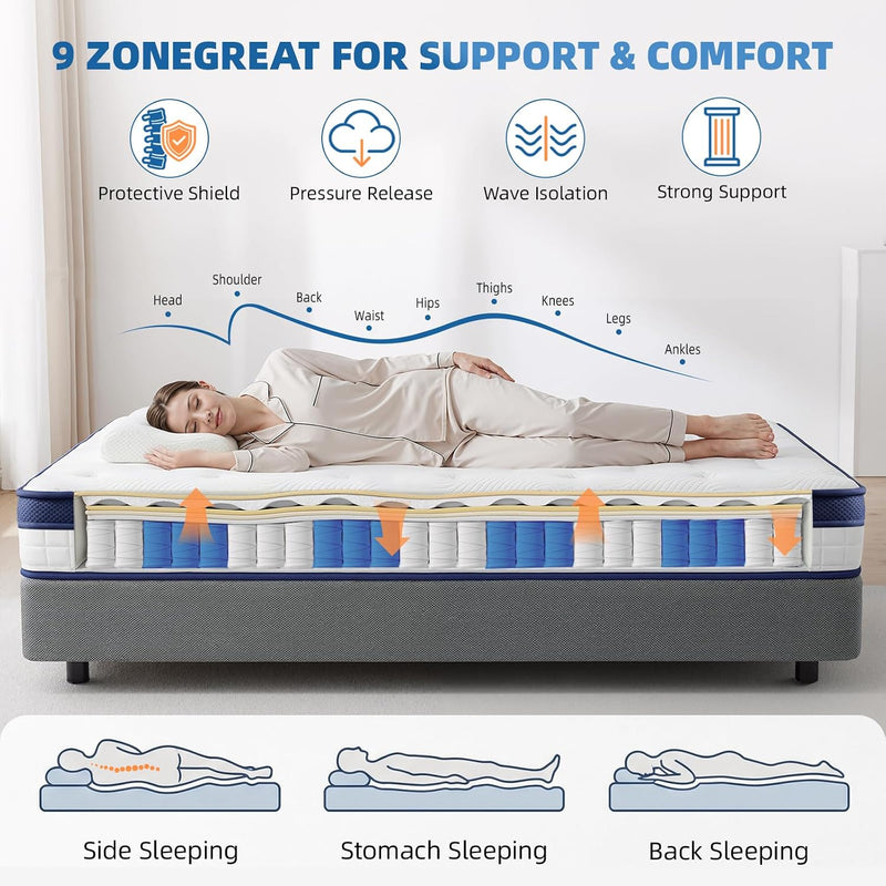 Mattress Memory Foam with Pocket Spring Hybrid Medium