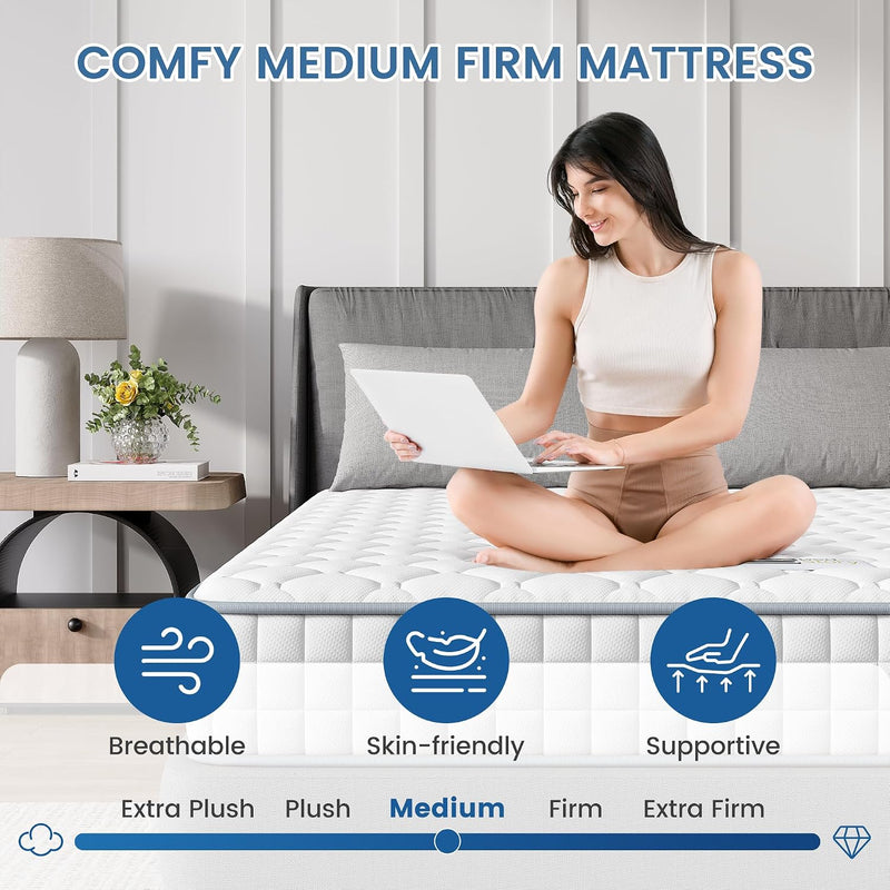 Mattress Sleeping Sprung Medium Firm Bonnell Spring