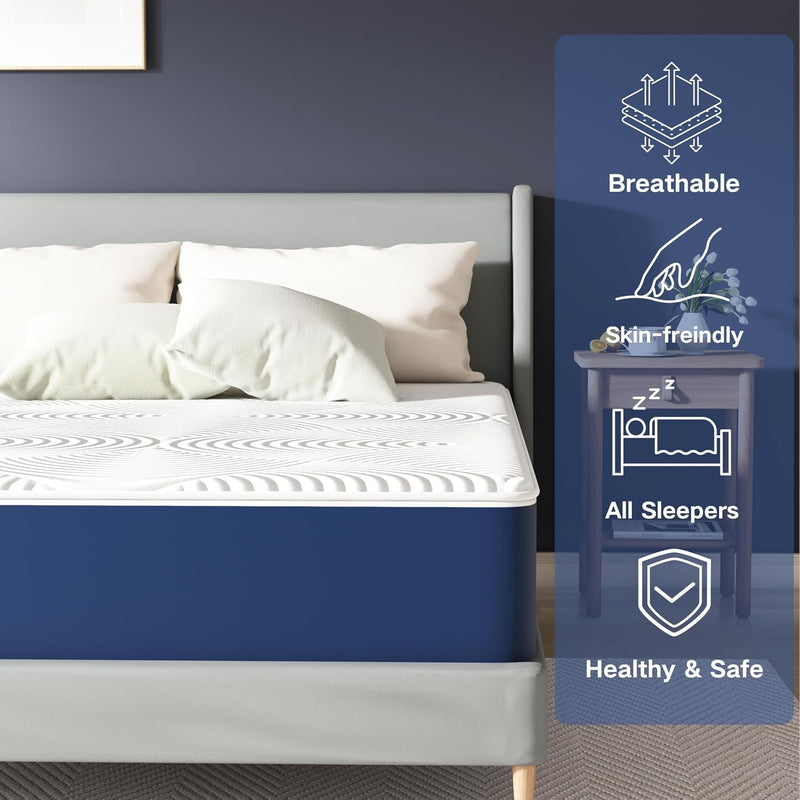 Mattress with Breathable Gel Memory Foam Bed