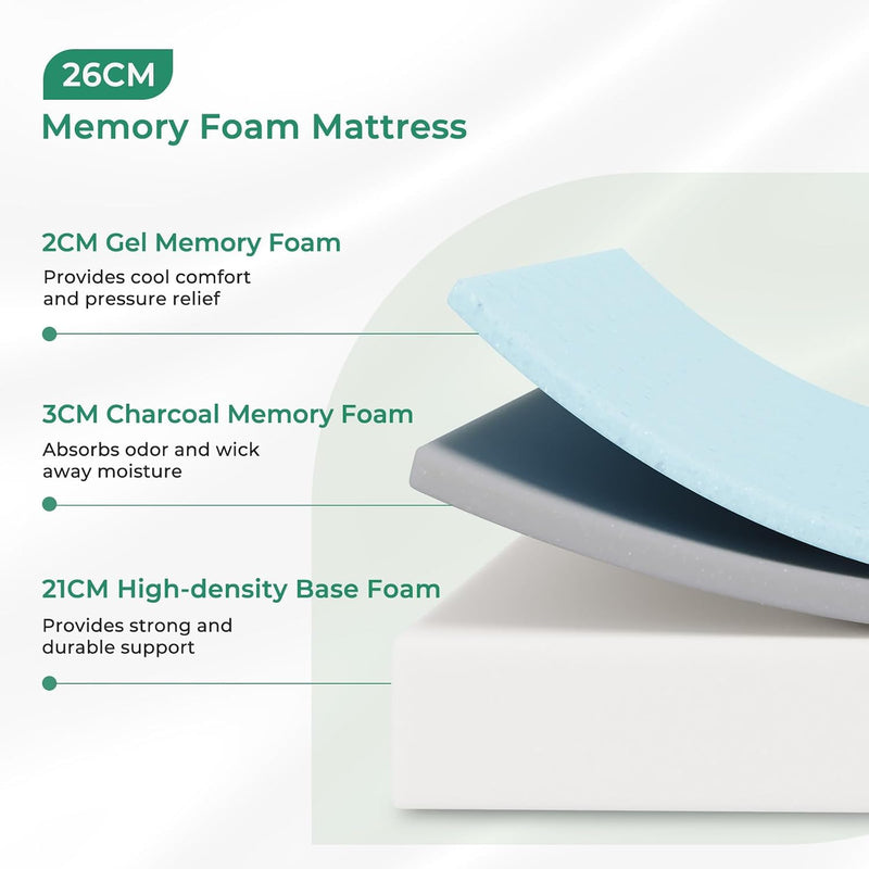 Mattress with Gel Bamboo Foam Memory Cool Sleep