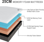 Mattresses 15CM Single with Memory Foam and Anti-Mite