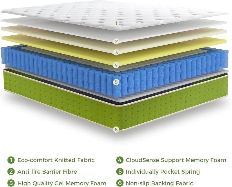 Mattresses 26CM Hybrid Pocket Sprung Memory Foam Mattress