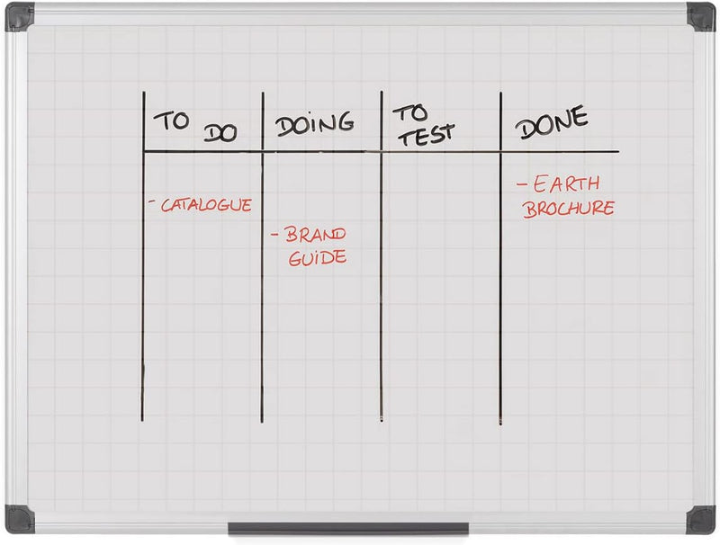 Maya Gridded Magnetic Aluminium Framed Whiteboard