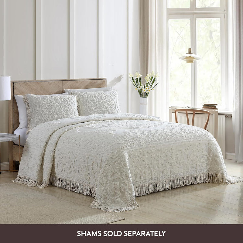 Medallion Chenille Bedspread Queen Blush