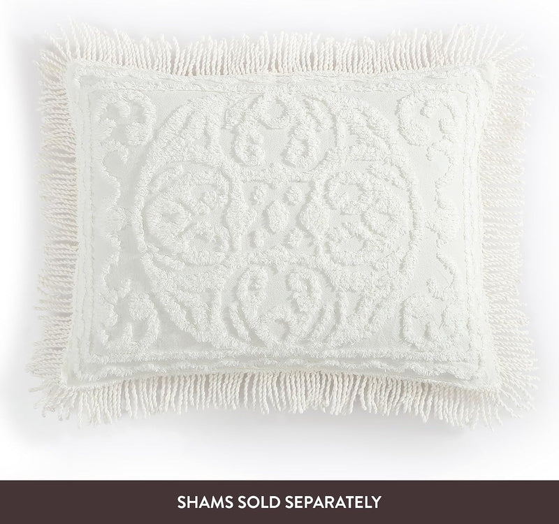 Medallion Chenille Bedspread Queen Blush
