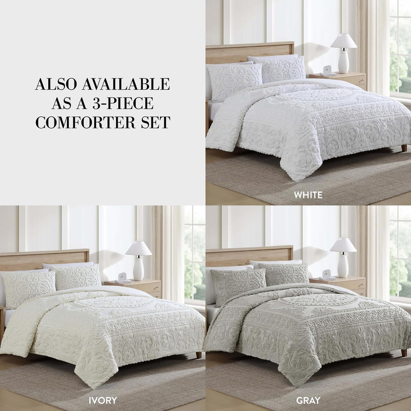 Medallion Chenille Bedspread Queen Blush