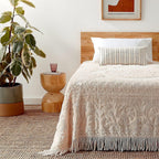 Medallion Chenille Bedspread Queen Blush