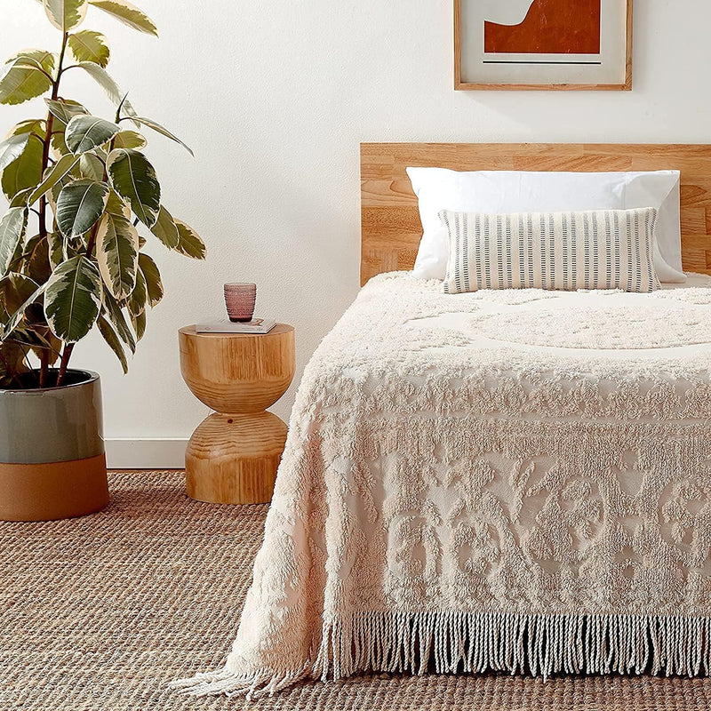 Medallion Chenille Bedspread Queen Blush