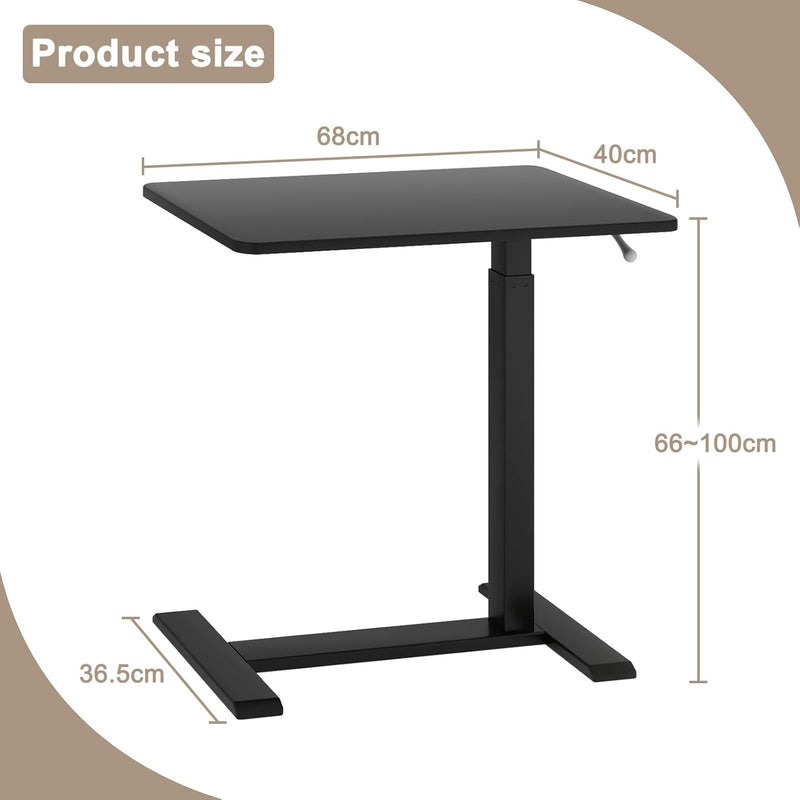 Medical Adjustable Overbed Bedside Table with Hidden Casters