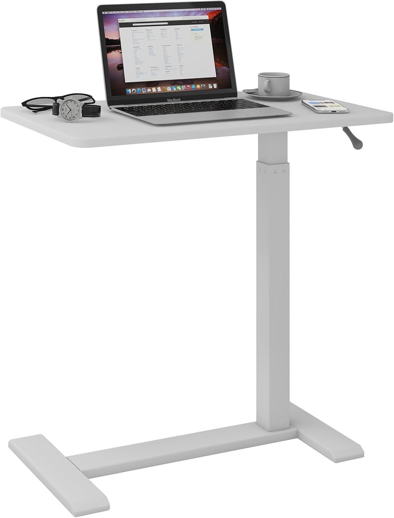 Medical Adjustable Overbed Bedside Table with Hidden Casters