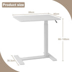 Medical Adjustable Overbed Bedside Table with Hidden Casters