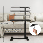 Medical Adjustable Overbed Bedside Table with Hidden Casters
