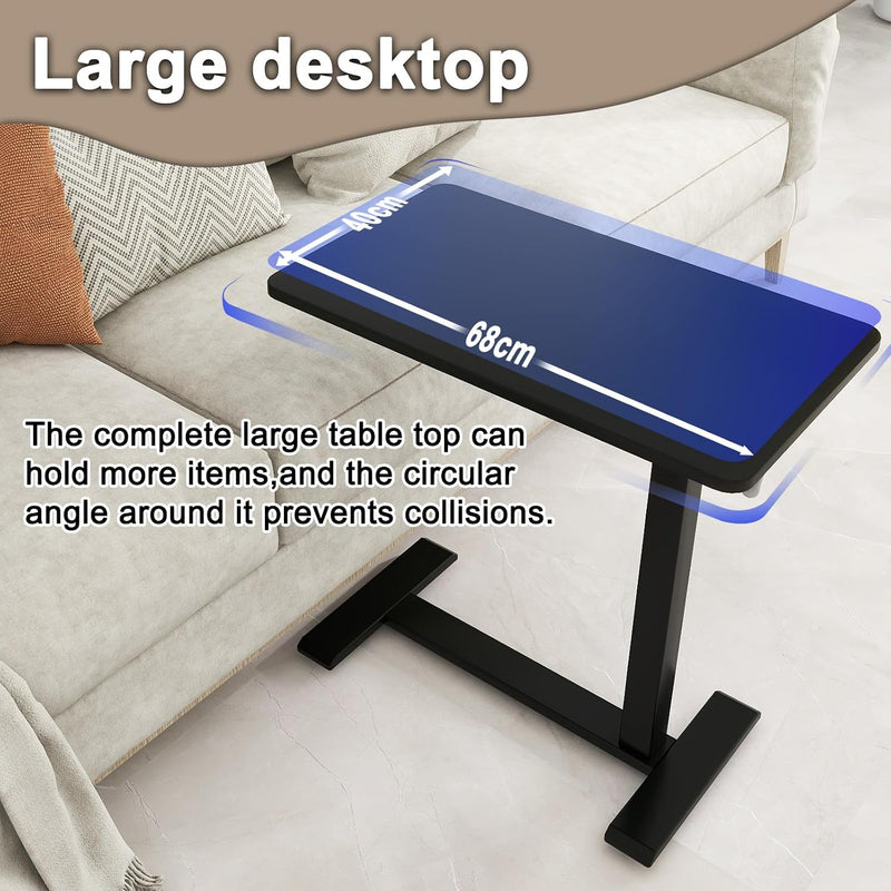 Medical Adjustable Overbed Bedside Table with Hidden Casters