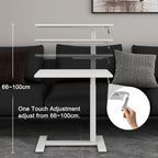 Medical Adjustable Overbed Bedside Table with Hidden Casters