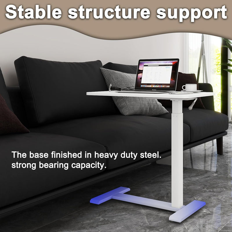 Medical Adjustable Overbed Bedside Table with Hidden Casters