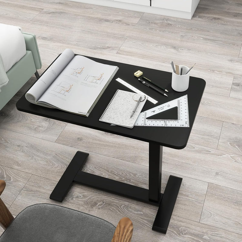 Medical Adjustable Overbed Bedside Table with Hidden Casters