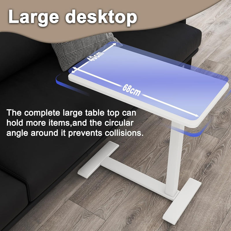Medical Adjustable Overbed Bedside Table with Hidden Casters