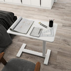 Medical Adjustable Overbed Bedside Table with Hidden Casters