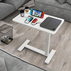 Medical Adjustable Overbed Bedside Table with Hidden Casters