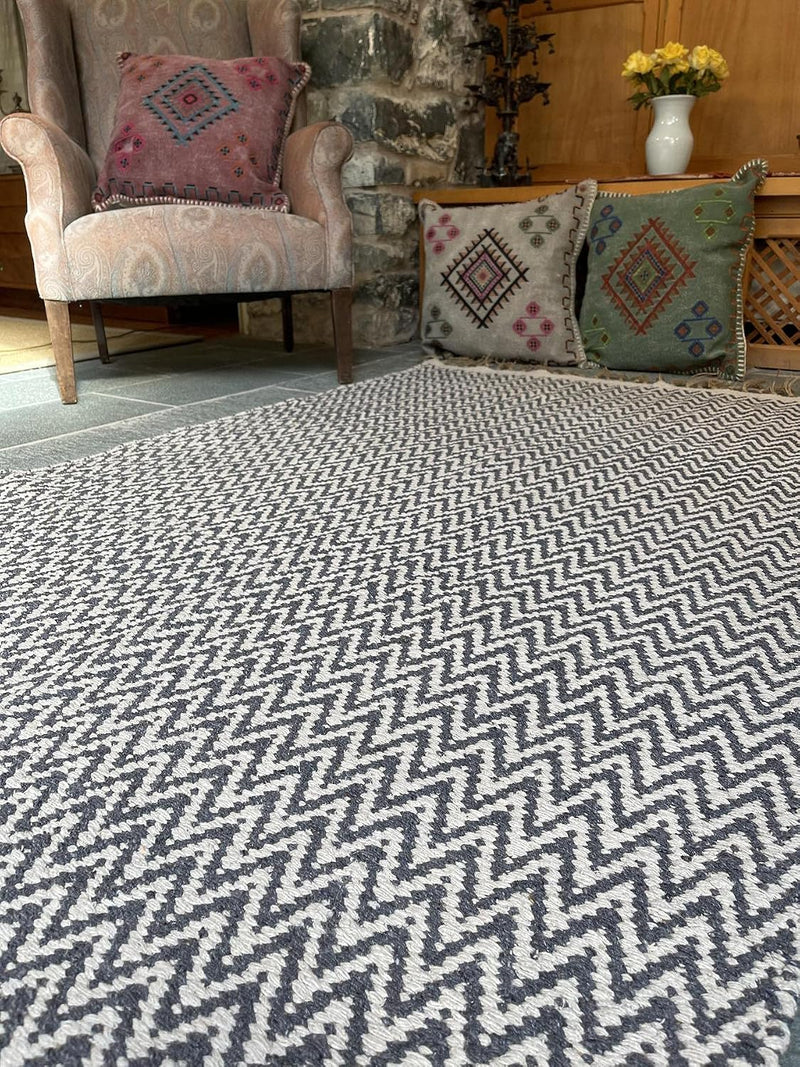 Medium Greta Herringbone Rug with Soft Flat Weave